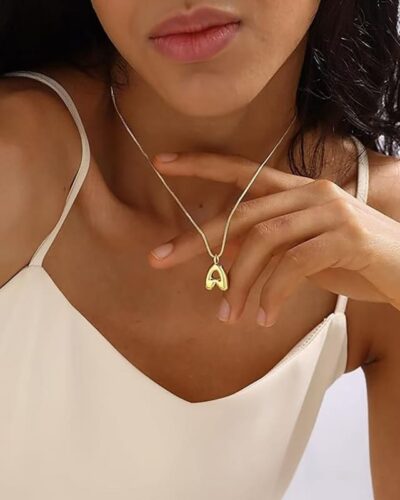 Minimalist 3D Solid A-Z Letter Gold Plated Necklace