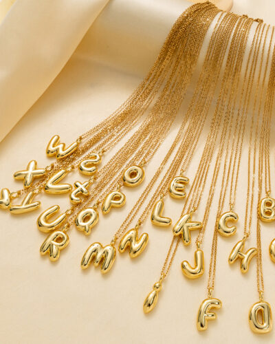 Minimalist 3D Solid A-Z Letter Gold Plated Necklace