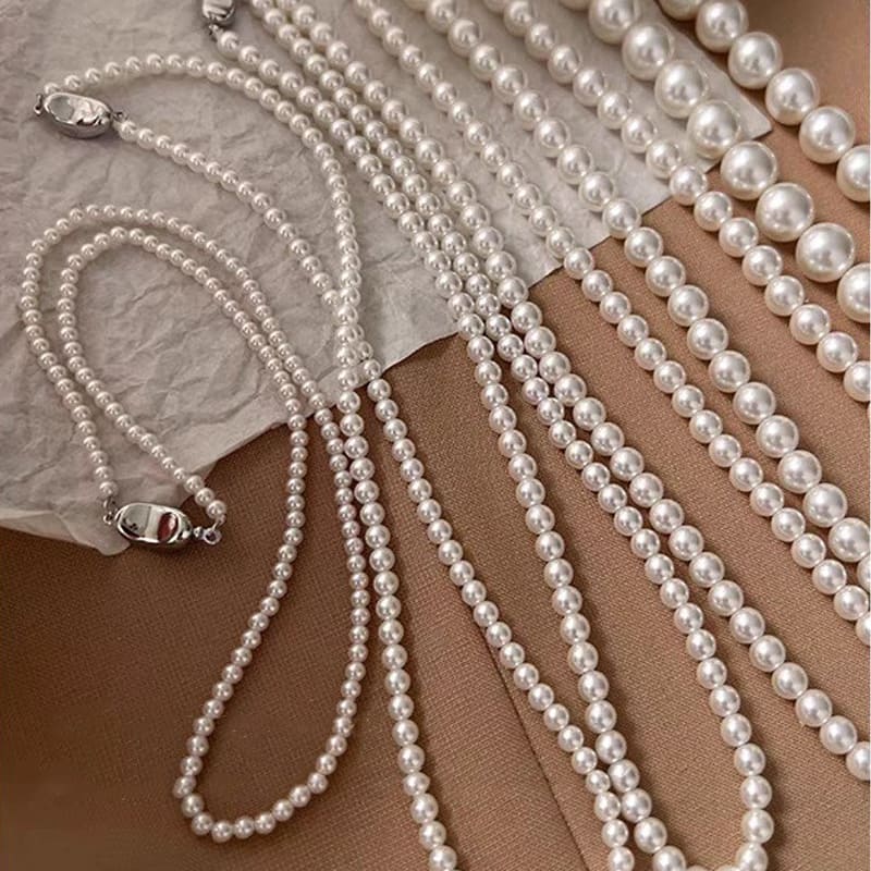 Minimalist 8MM White Pearl Necklace Stackable