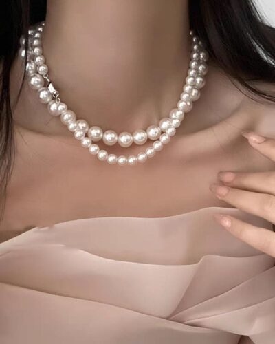 Minimalist 8MM White Pearl Necklace Stackable