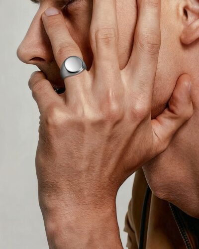 Alternative view of Minimalist Chunky Custom Signet Rings for Men Daily Wear