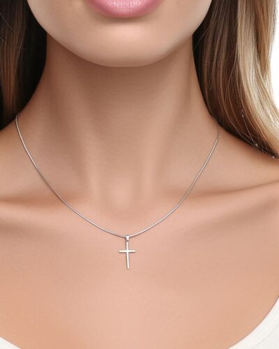 Minimalist Dainty Silver Cross Necklace Choker Unisex