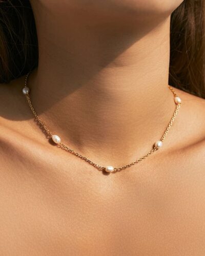Minimalist Freshwater Pearl Gold Necklace for Her