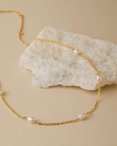 Minimalist Freshwater Pearl Gold Necklace for Her