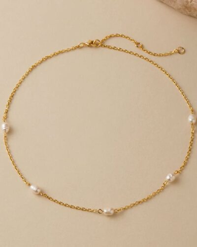 Minimalist Freshwater Pearl Gold Necklace for Her