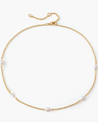 Minimalist Freshwater Pearl Choker Necklace Gold Chain