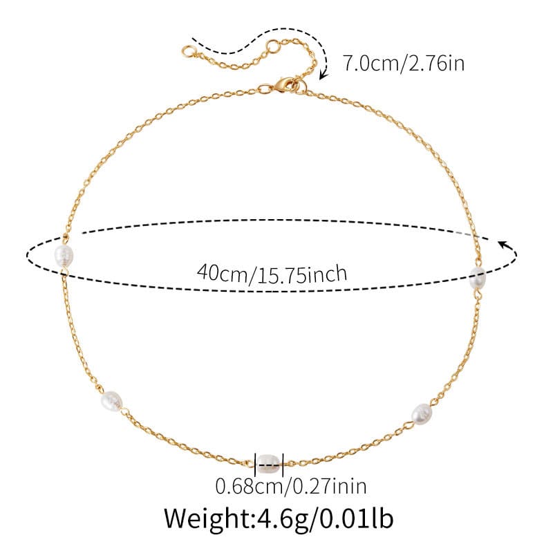Minimalist Freshwater Pearl Choker Necklace Gold Chain