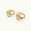 Minimalist Gold Rings with White Mother-of-Pearl