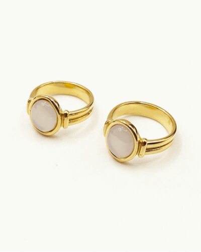Minimalist Gold Rings with White Mother-of-Pearl