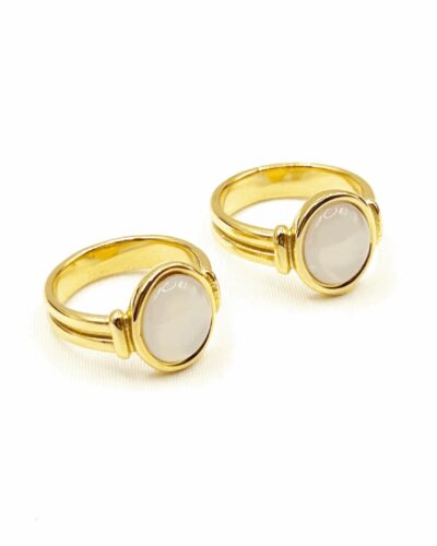 Minimalist Gold Rings with White Mother-of-Pearl