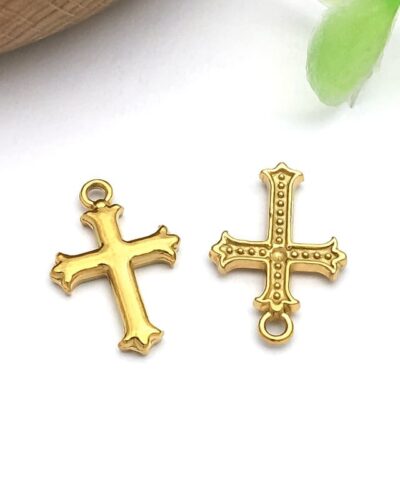 Minimalist Gold Stainless Steel Cross Charm DIY Making