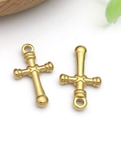 Minimalist Gold Stainless Steel Cross Charm DIY Making
