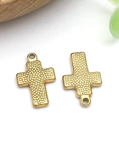Minimalist Gold Stainless Steel Cross Charm DIY Making
