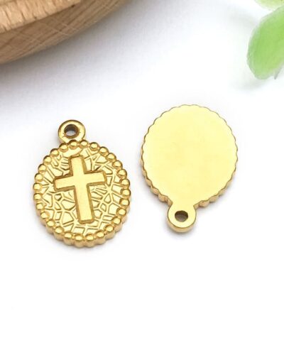 Minimalist Gold Stainless Steel Cross Charm DIY Making