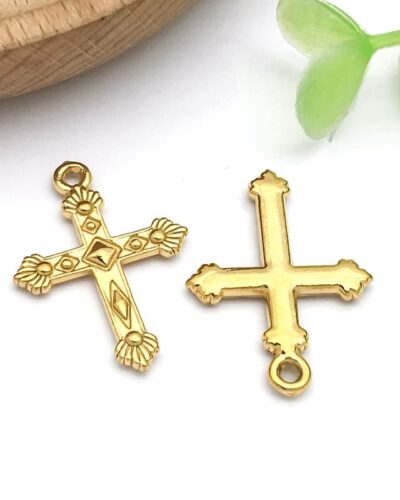 Minimalist Gold Stainless Steel Cross Charm DIY Making