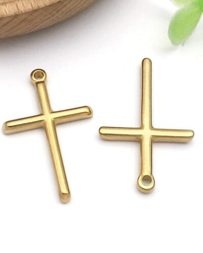 Minimalist Gold Stainless Steel Cross Charm DIY Making