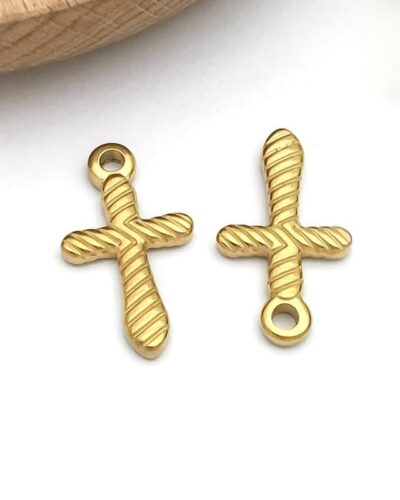 Minimalist Gold Stainless Steel Cross Charm DIY Making