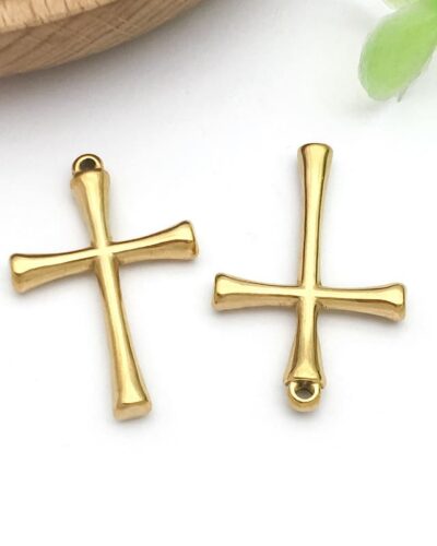 Minimalist Gold Stainless Steel Cross Charm DIY Making