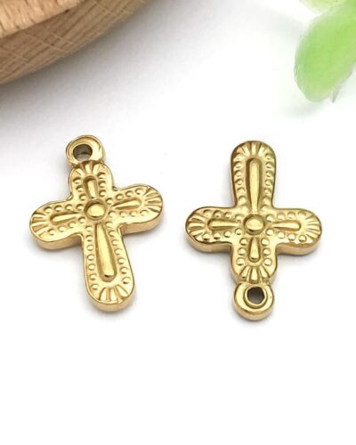 Minimalist Gold Stainless Steel Cross Charm DIY Making