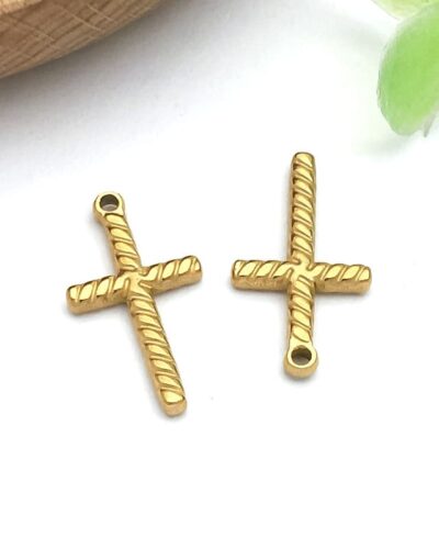 Minimalist Gold Stainless Steel Cross Charm DIY Making