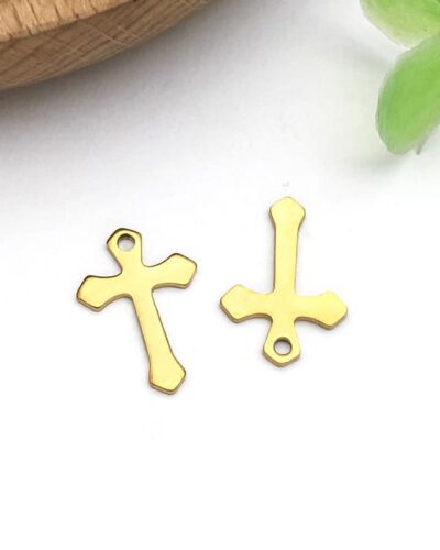 Minimalist Gold Stainless Steel Cross Charm DIY Making