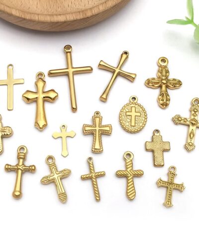 Minimalist Gold Stainless Steel Cross Charm DIY Making