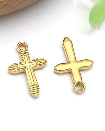Minimalist Gold Stainless Steel Cross Charm DIY Making