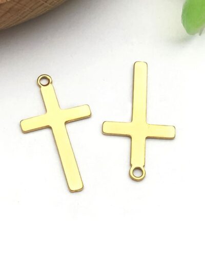 Minimalist Gold Stainless Steel Cross Charm DIY Making