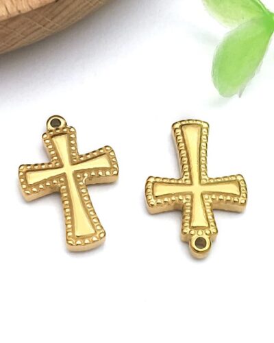 Minimalist Gold Stainless Steel Cross Charm DIY Making