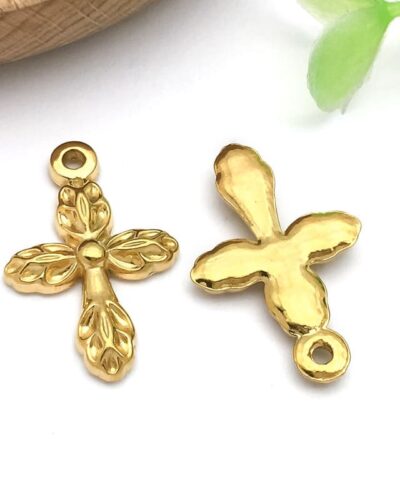 Minimalist Gold Stainless Steel Cross Charm DIY Making