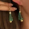 Minimalist Linear Spiral Christmas Tree Earring for Women