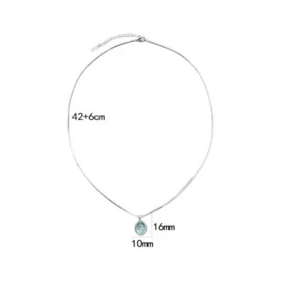 Minimalist Oval White Chalcedony Aquamarine Crystal Necklace 7