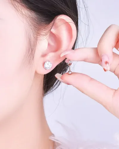 Minimalist Stainless Steel CZ Stud Earrings with 4 Prongs 8
