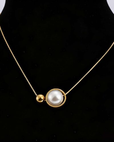 Minimalist Stainless Steel Single Pearl Pendant Necklace