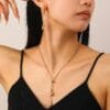 Minimalist Stainless Steel Vintage Drop Necklace and Earring