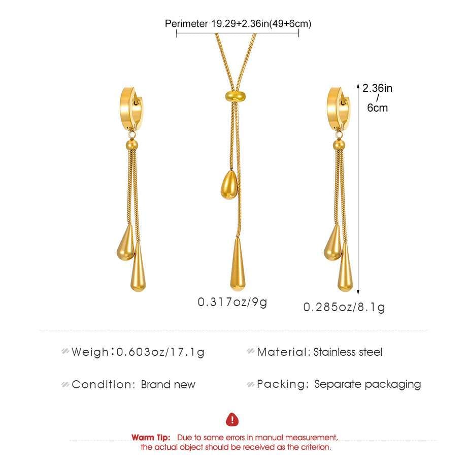 Minimalist Stainless Steel Vintage Drop Necklace and Earring 12