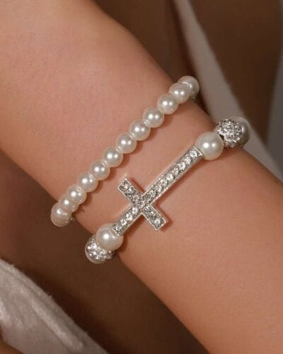 Minimalist Women Religious Bracelets with Pearl 2