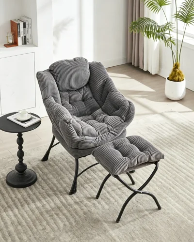 Modern Accent Chair with Ottoman for Small Space