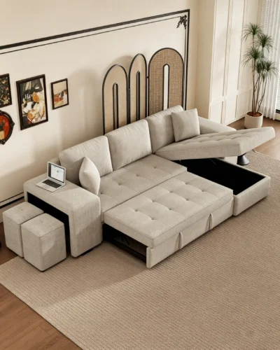 Modern L-Shape 3 Seat Sectional Sofas with Recliners
