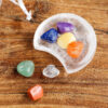 Moon-Shaped Bowl & 7 Colors Natural Carved Stones
