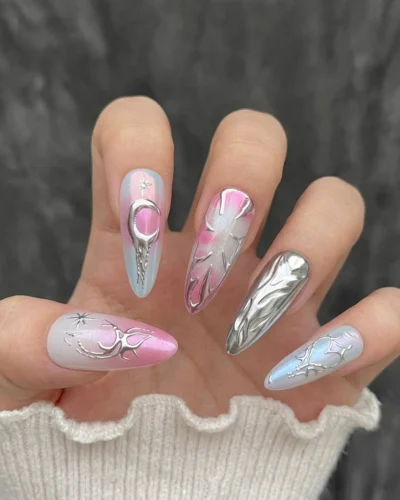 Moon Star Almond Press On Nails 2