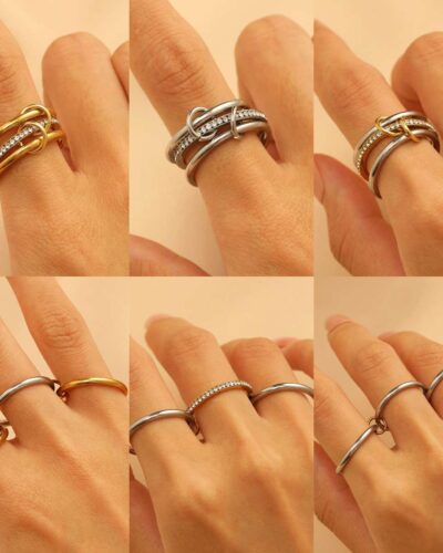 Multi-Layer Color-Blocked Stacking Fashion Ring