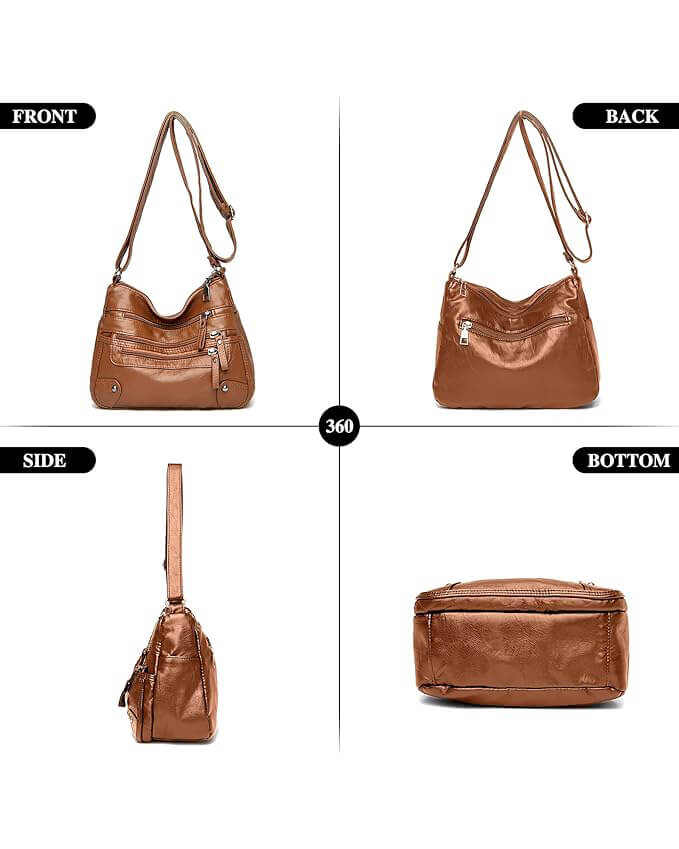 Multi-Pocket Leather Shoulder Bag Messenger Bag For Daily - Afbeelding 5