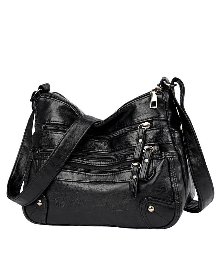 Multi-Pocket Leather Shoulder Bag Messenger Bag For Daily - Afbeelding 4