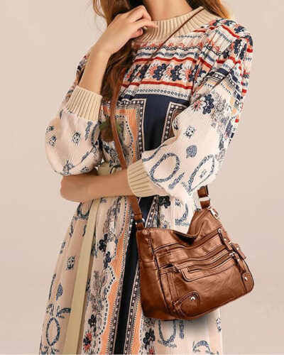 Vaihtoehtoinen näkymä Multi-Pocket Leather Shoulder Bag Messenger Bag For Daily:stä