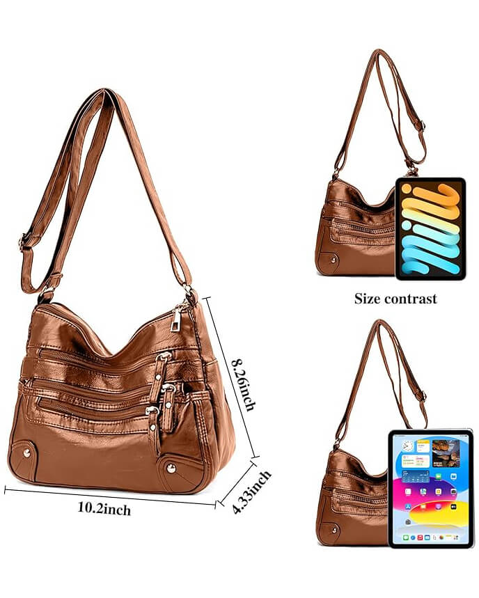 Multi-Pocket Leather Shoulder Bag Messenger Bag For Daily - Afbeelding 8