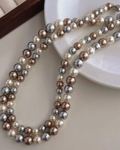 Multicolor 8MM Elegant Pearl Statement Necklace
