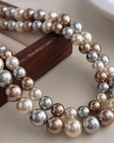 Multicolor 8MM Elegant Pearl Statement Necklace