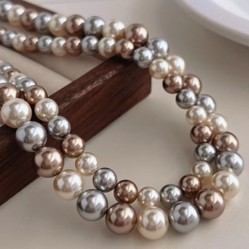 Multicolor 8MM Elegant Pearl Statement Necklace