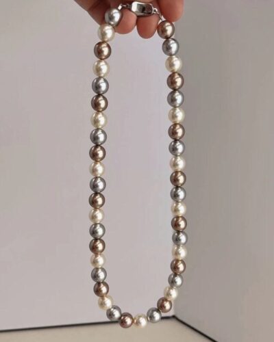 Multicolor 8MM Elegant Pearl Statement Necklace